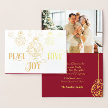 Adornos de oro Paz Amor Alegría Navidad Foto
