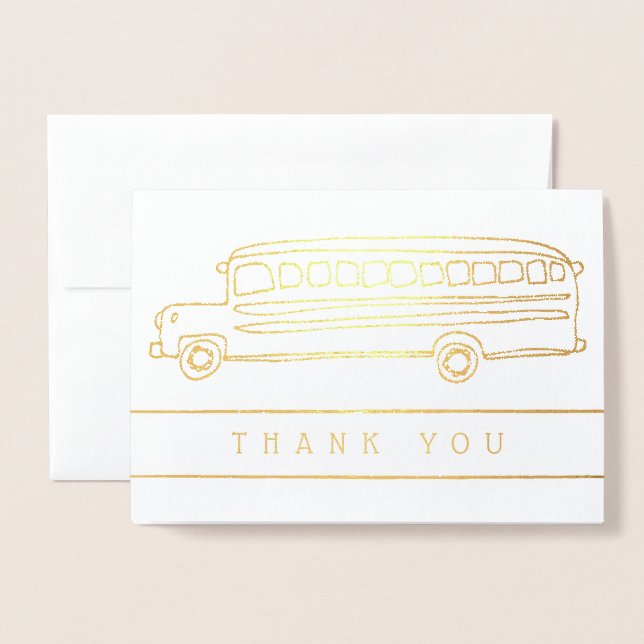 Tarjeta Con Relieve Metalizado Agradecimiento al conductor de autobús escolar (Anverso con sobre)