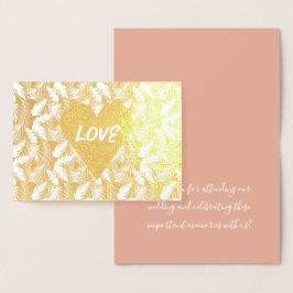 Tarjeta Con Relieve Metalizado Agradecimiento Boda Tropical Gracias