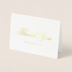 Tarjeta Con Relieve Metalizado Agradecimiento de Boda Formal Elegante Tradicional