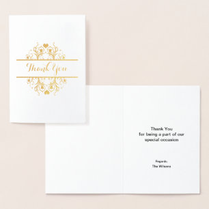 Tarjeta Con Relieve Metalizado agradecimiento elegante