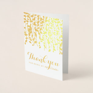 Tarjeta Con Relieve Metalizado Agradecimiento Nupcial Dama de Honor Dorado Verde