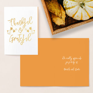 Tarjeta Con Relieve Metalizado Agradecimientos y agradecidas hojas de vid