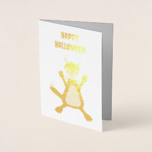 Tarjeta Con Relieve Metalizado Alarmante Personalizado de Lobo de Halloween