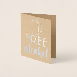 Tarjeta Con Relieve Metalizado Alcohol Libre - Divertida Propuesta Groomsman