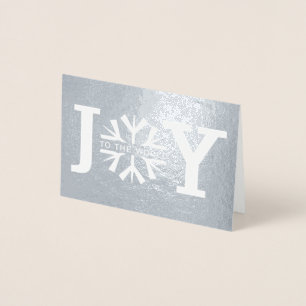 Tarjeta Con Relieve Metalizado Alegría al mundo por el copo de nieve Navidades mo