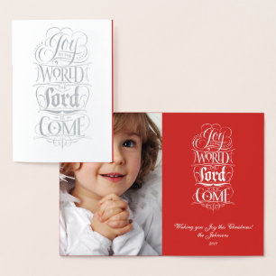 Tarjeta Con Relieve Metalizado Alegría al mundo que el Señor venga - Cartas relig