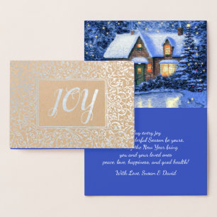 Tarjeta Con Relieve Metalizado Alegría. Navidades Holiday Luxury