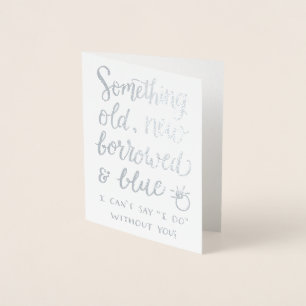 Tarjeta Con Relieve Metalizado Algo Nuevo Antiguo, Prestado Y Azul