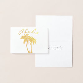 Tarjeta Con Relieve Metalizado Aloha Tropical Beach Fiesta Cumpleaños Gracias