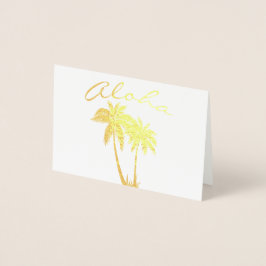 Tarjeta Con Relieve Metalizado Aloha Tropical Beach Fiesta Cumpleaños Gracias