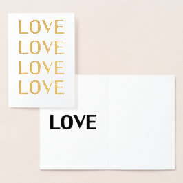 Tarjeta Con Relieve Metalizado Ama la tipografía negra y blanca moderna y elegant