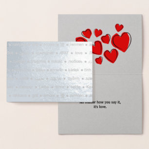 Tarjeta Con Relieve Metalizado AMAR Personalizado multi-idioma Texto real