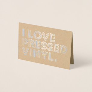 Tarjeta Con Relieve Metalizado Amo el vinilo premeditado