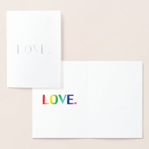 Tarjeta Con Relieve Metalizado Amor arcoíris tipografía moderna minimalista