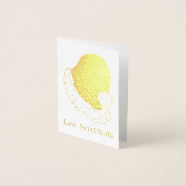 Tarjeta Con Relieve Metalizado Amor, Papá Noel secreto Feliz Regalo navideño (Anverso)