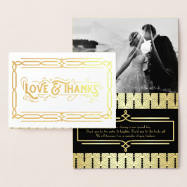 Tarjeta Con Relieve Metalizado Amor y gracias Art Deco Boda Gold Black Photo