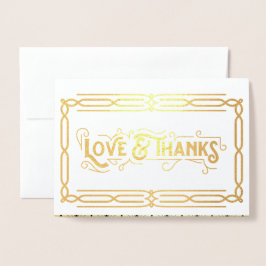 Tarjeta Con Relieve Metalizado Amor y gracias Art Deco Boda Gold Black Photo