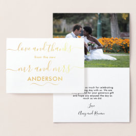 Tarjeta Con Relieve Metalizado Amor y gracias Boda Photo Gold