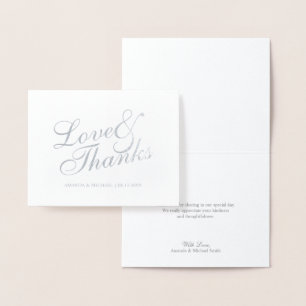 Tarjeta Con Relieve Metalizado 'Amor y Gracias' Elegante Boda Gracias Plata