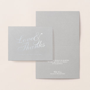 Tarjeta Con Relieve Metalizado 'Amor y Gracias' Elegante Boda Gracias Plata