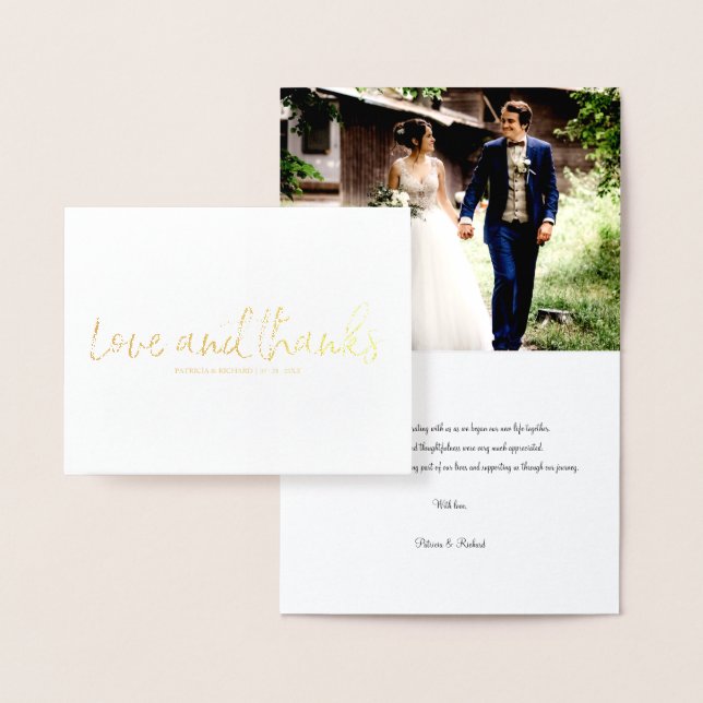 Tarjeta Con Relieve Metalizado Amor Y Gracias Moda Boda Gracias Foto (Demostración)