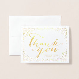 Tarjeta Con Relieve Metalizado Amor y Gracias Script Confetti Boda Gracias