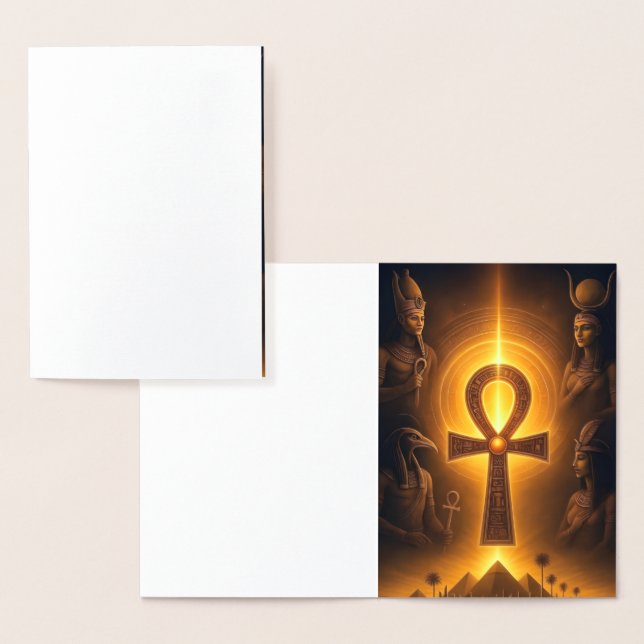 Tarjeta Con Relieve Metalizado Ancient Egyptian Postcard | Pharaonic Art Design b (Demostración)
