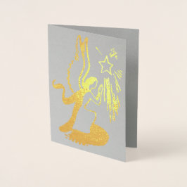 Tarjeta Con Relieve Metalizado Ángel de Oro