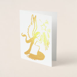 Tarjeta Con Relieve Metalizado Ángel de Oro