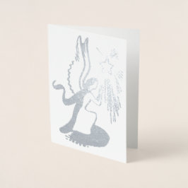 Tarjeta Con Relieve Metalizado Ángel de Plata
