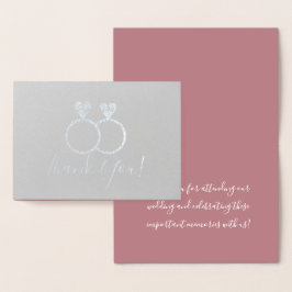 Tarjeta Con Relieve Metalizado Anillos de Boda de Plata Gracias
