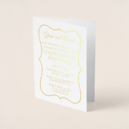 Tarjeta Con Relieve Metalizado Aniversario de Bodas de Oro Real Foil 50