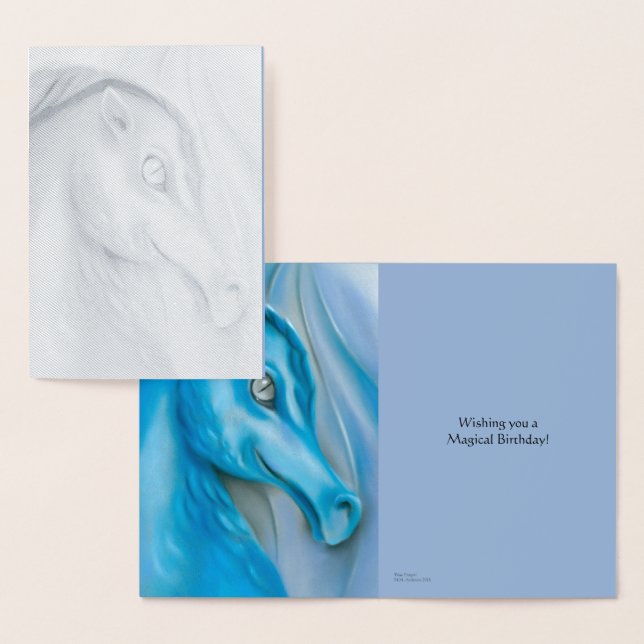 Tarjeta Con Relieve Metalizado Aniversario de la obra de arte Blue Dragon Pastel (Demostración)