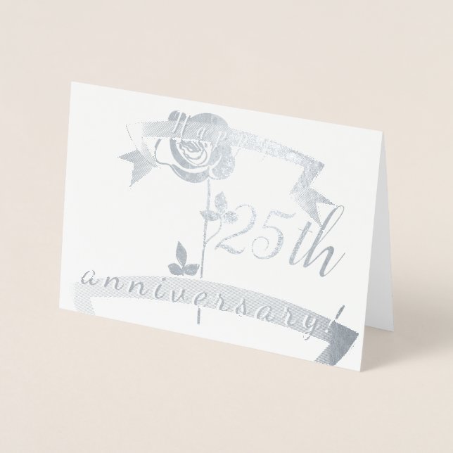 Tarjeta Con Relieve Metalizado Aniversario del personalizado o Rosa de cumpleaños (Anverso)