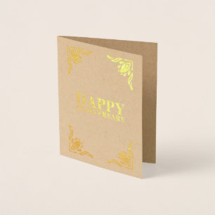 Tarjeta Con Relieve Metalizado Aniversario feliz