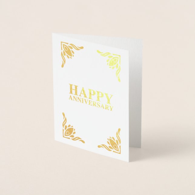 Tarjeta Con Relieve Metalizado Aniversario feliz (Anverso)