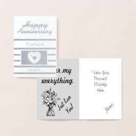 Tarjeta Con Relieve Metalizado Aniversario feliz