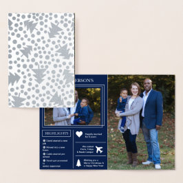 Tarjeta Con Relieve Metalizado Año de revisión | Vacaciones infográficas de Navid