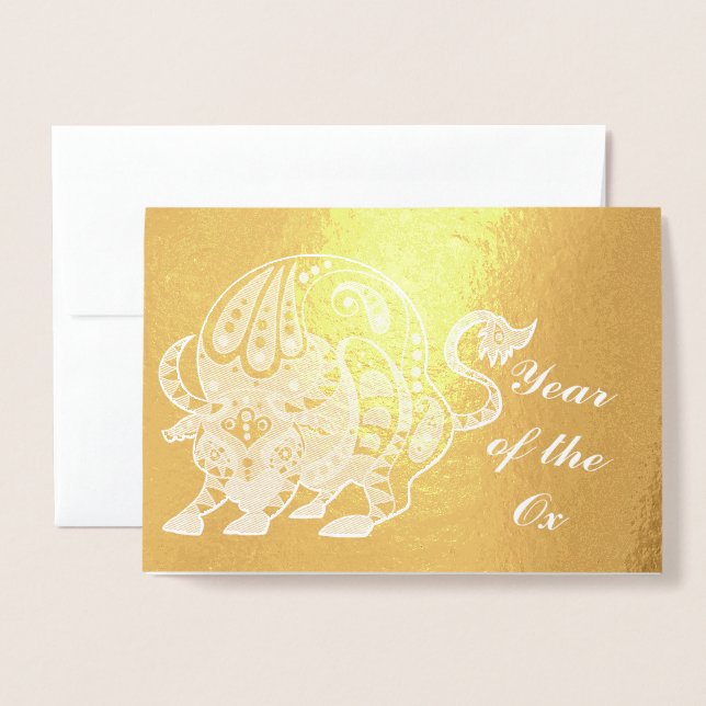 Tarjeta Con Relieve Metalizado Año del Ox (Anverso con sobre)
