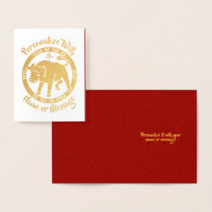 Tarjeta Con Relieve Metalizado Año Del Ox 2021
