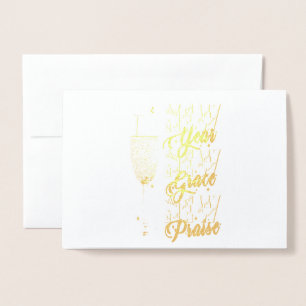 Tarjeta Con Relieve Metalizado Año Nuevo Nueva Gracia Nuevo Elogio