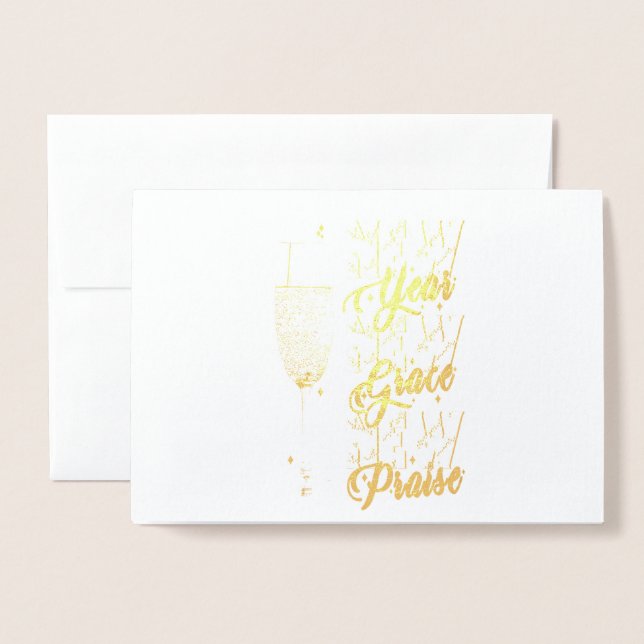 Tarjeta Con Relieve Metalizado Año Nuevo Nueva Gracia Nuevo Elogio (Anverso con sobre)