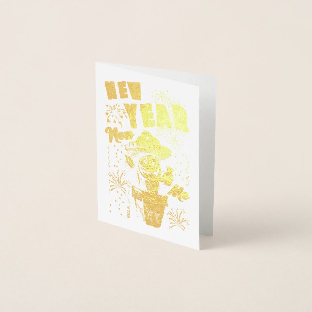 Tarjeta Con Relieve Metalizado Año Nuevo Yo Nueva (Anverso)
