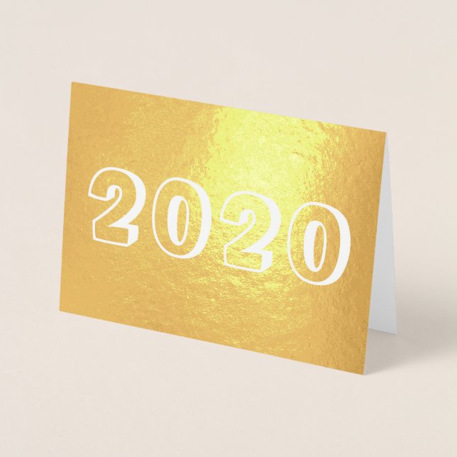 Tarjeta Con Relieve Metalizado Año personalizado 2020 Feliz Año Nuevo números (Anverso)