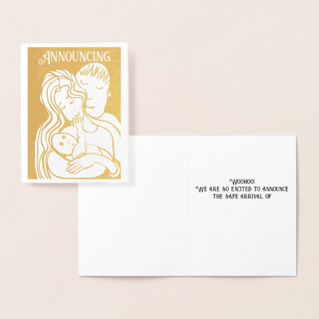 Tarjeta Con Relieve Metalizado Anuncio de nacimiento (Demostración)