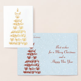 Tarjeta Con Relieve Metalizado Árbol de Navidad de los pájaros