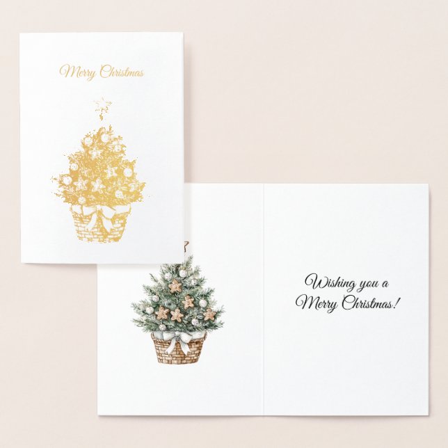 Tarjeta Con Relieve Metalizado Árbol de Navidad de pan de jengibre (Demostración)