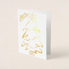 Tarjeta Con Relieve Metalizado Árbol de navidad dorada y plata