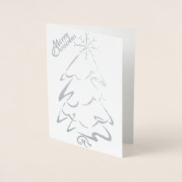 Tarjeta Con Relieve Metalizado Árbol de Navidad dorado y plata